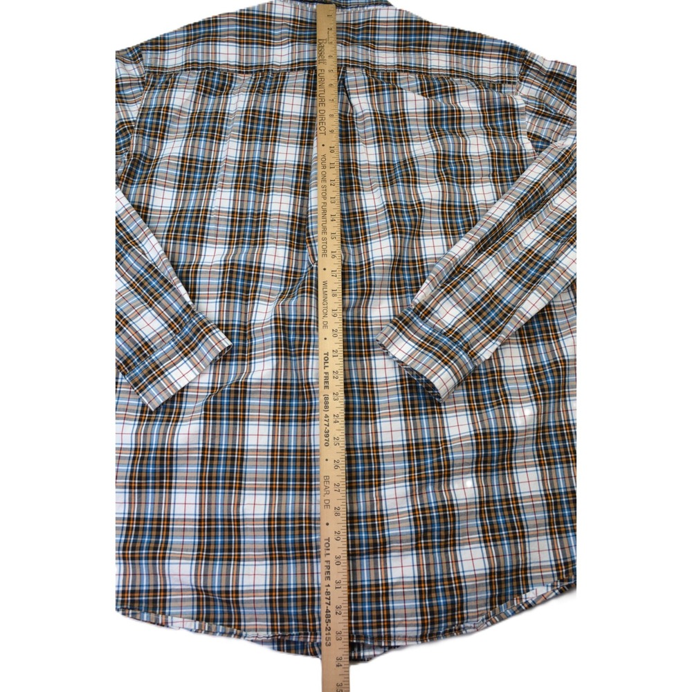 Cinch Mens XXL Plaid Button Down Shirt Long Sleeve Blue Orange Cotton Western - Picture 8 of 8